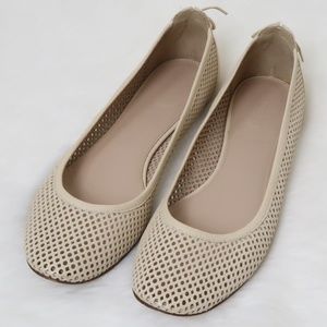 J. Crew Perforated Leather Ivory Flats Lace-up 7.5